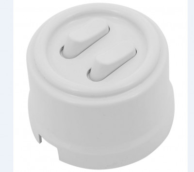 Bironi Выключатель 2-кл., пластик, цвет Белый (клавишный), B1-222-21