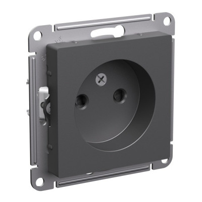 ATN001449 - ATLASDESIGN РОЗЕТКА без заземления со шторками, 16А, механизм, БАЗАЛЬТ, Systeme Electric