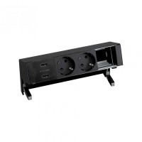 Simon 400 Настольный x4 розеточный блок, 2x2P+E, 2xUSB з/у, 1 пустой модуль, черный,, 42422000-138