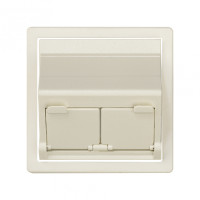 Simon 82 Розетка наклонная для передачи данных со шторками на 2 разъема RJ45 цвета слоновая кость, 82579-31