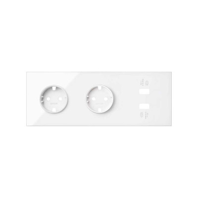 Simon 10020309-130 Кит 3 поста, фронт. Накладка на 2 розетки Schuko + 2 з/у USB SC цвета белый глянец S100