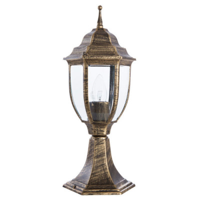 Arte Lamp PEGASUS, Светильник уличный архитектурный, цвет арматуры - ЧЕРНО-ЗОЛОТОЙ, цвет плафона/декора - ПРОЗРАЧНЫЙ, 1х60W E27, A3151FN-1BN