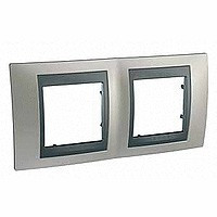 MGU66.004.239 - UNICA TOP РАМКА 2-постовая, горизонтальная, ГРАФИТ/НИКЕЛЬ