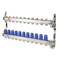 Коллектор без расходомеров, c дренажным краном и краном Маевского. 11 вых., MS.611.06