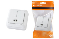 Выключатель 2-кл. открытой установки с подсветкой IP20 10А, белый "Ладога" TDM Electric, SQ1801-0007