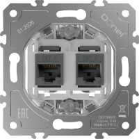 Donel D16  Механизм розетки RJ45 + RJ45 (двойная) cat.6/ClassE-8/8, DO16600