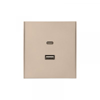 KRANZ STRONG Розетка USB-A+Type-C 3А с функцией быстрой зарядки шелк, с 1-пост. рамкой, KR-78-0734-8