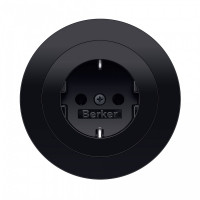Berker Розетка 2к+З, глянцевый черный, серия R.Classic