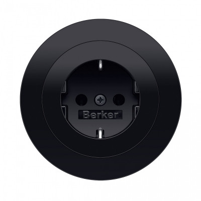 Berker Розетка 2к+З, глянцевый черный, серия R.Classic