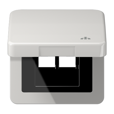 Накладка и крышка для двойных UAE розеток с символом "сеть"; термопласт светло-серый, CD590KLLANLG