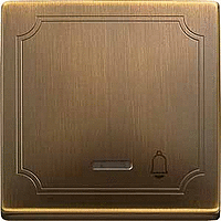 SD Клавиша 1-ная с линзой и символом "Звонок" , античн. латунь