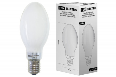 Лампа ртутная высокого давления прямого включения ДРВ 250 Вт Е40 TDM Electric, SQ0325-0020