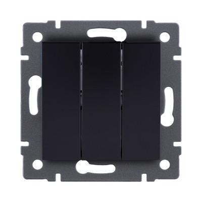 Выключатель 3-клавишный 10А/250В, изогнутый, черный Kollinger REA-R-012BK для Aspekt, Eleganz, Reflex