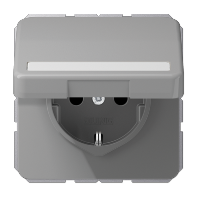 Штепсельная розетка SCHUKO 16A 250V~ с полем для надписи и защитой от влажности; серая, CD1520BFNAKLGR