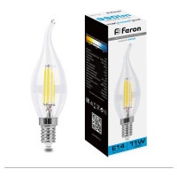 Лампа светодиодная, (11W) 230V E14 6400K прозрачная, LB-714, Feron 38237