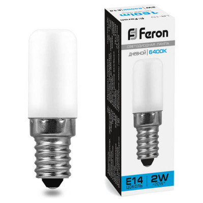 Лампа светодиодная, (2W) 230V E14 6400K для холодильника, LB-10, Feron 25988