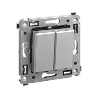 4404124 - ДКС Перекрестный переключатель двухклавишный в стену, "Avanti", "Закаленная сталь"