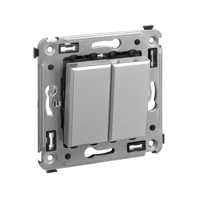 4404124 - ДКС Перекрестный переключатель двухклавишный в стену, "Avanti", "Закаленная сталь"