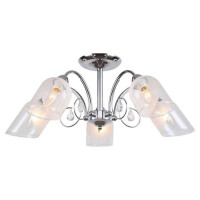 LUSSOLE APACHE Люстра потолочная, цвет основания - хром, плафон - стекло (цвет - прозрачный), 5x40W E14, LSP-8092