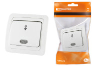 Переключатель на 2 направления с подсветкой 10А белый "Валдай" TDM Electric, SQ1804-0005