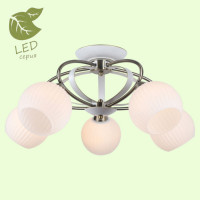 LUSSOLE FAYETTEVILLE Люстра потолочная, цвет основания - бронзовый, плафон - стекло (цвет - белый), 5x10W E27, GRLSP-0166