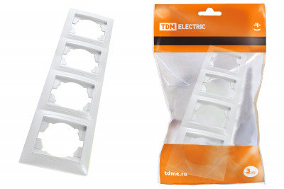 Рамка 4-х постовая вертикальная белая "Лама" TDM Electric, SQ1815-0035