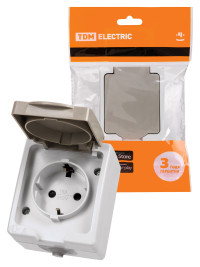 Розетка 2П+З открытой установки IP54 16А "Вуокса" TDM Electric, SQ1803-0007