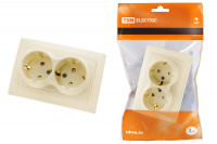 Розетка двойная 2П+З с защ. шт. 16А 250В сл. кость "Таймыр" TDM Electric, SQ1814-0118