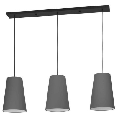 390136 Люстра PETROSA, 3X40W (E27), сталь, черный // текстиль, серый, белый, 390136