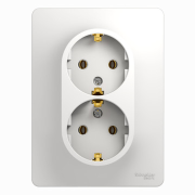 РОЗЕТКА двойная с заземлением, 16А, в сборе, БЕЛЫЙ