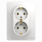 РОЗЕТКА двойная с заземлением, 16А, в сборе, БЕЛЫЙ