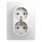 РОЗЕТКА двойная с заземлением, 16А, в сборе, БЕЛЫЙ