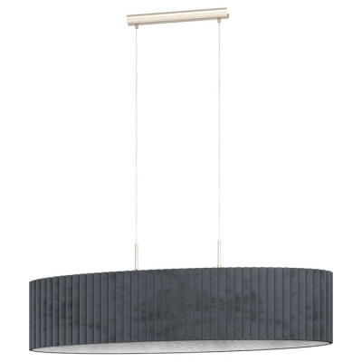 39773 Подвес TAMARESCO, 2x40W(E27), L1020, B300, H1500, сталь, никель мат./бархат, серый