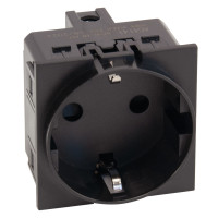 Розетка 220V с/з со шторками, винтовой зажим 16A (Черный матовый) Meiton, AG4141