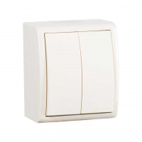 Simon 1594398-031 Simon15 IP54  Выключатель 2-клав. 10А 250В~, винт. зажим, сл. кость