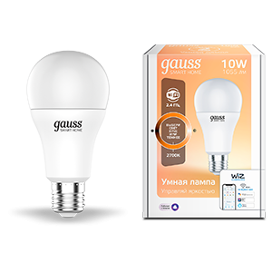 Gauss Лампа Smart Home A60 10W 1055lm 2700К E27 диммируемая LED, 1070112