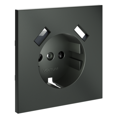 Накладка для розетки с заземлением и защитными шторками, с USB A+A, S70 (титан), VLS000906