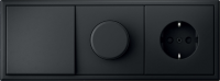 Systeme Electric ArtGallery Блок на три поста, электрическая розетка, светорегулятор, выключатель 1-клавишный, цвет карбон Systeme Electric ArtGallery Блок на три поста, электрическая розетка, светорегулятор, выключатель 1-клавишный, цвет карбон