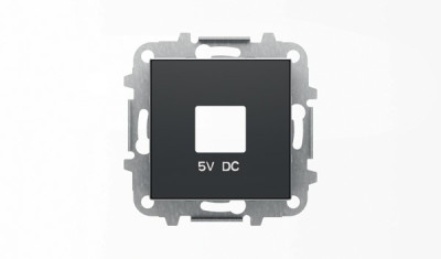 8585 NS - Накладка для механизмов зарядного устройства USB, арт.8185, серия SKY, цвет чёрный барх. - 2CLA858500A1501