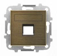 8518.1 OE - Накладка для 1-го суппорта/разъёма типа 2017... или 2018..., со шторками и полем для надписи, серия SKY, цвет античная латунь - 2CLA851810A1201