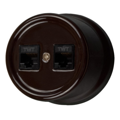 BIRONI Лизетта Керамика Коричневый Розетка 2-ая RJ45, B1-302-02