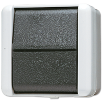 Проходной переключатель одноклавишный 10 A / 250 B, накладной монтаж, IP44, пружинные зажимы; серый/графит; WG800, 806W