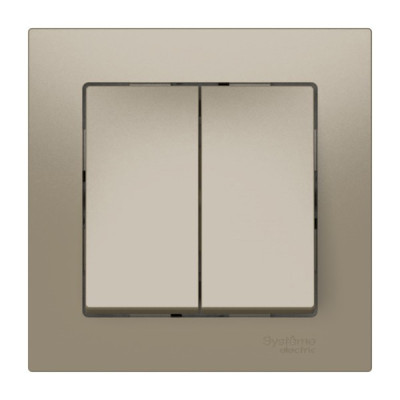 ATN000552S - ATLASDESIGN 2-клавишный ВЫКЛЮЧАТЕЛЬ, сх.5, 10АХ, в сборе, быстрозажим. клем., ШАМПАНЬ, Systeme Electric