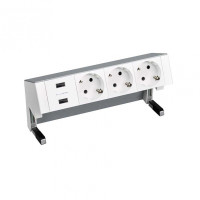 Simon 400 Настольный x4 розеточный блок, 3x2P+E, 2xUSB з/у, Алюминий,, 42423000-133