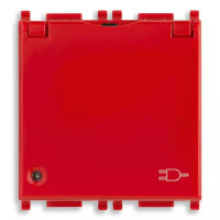 Vimar Розетка с крышкой 2P+T 16A 250В универсальная с антибактериальным покрытием, красная, 14210.C.AB.R