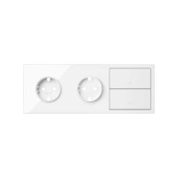 Simon 10020310-130 Кит 3 поста, фронт. Накладка на 2 розетки Schuko + 2 клавиши выключателей цвета белый глянец S100