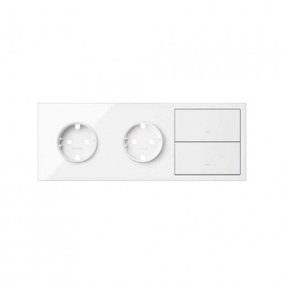 Simon 10020310-130 Кит 3 поста, фронт. Накладка на 2 розетки Schuko + 2 клавиши выключателей цвета белый глянец S100