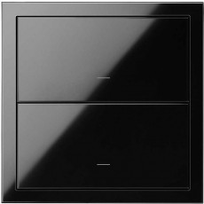 Simon 100 Выключатель 2-х клавишный, цвет черный глянцевый