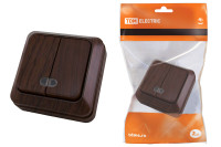 Выключатель 2-кл. открытой установки с подсветкой IP20 10А, бук "Ладога" TDM Electric, SQ1801-0030