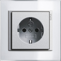 Gira Розетка 2к+з, матовый алюминий - белый, серия Event Clear